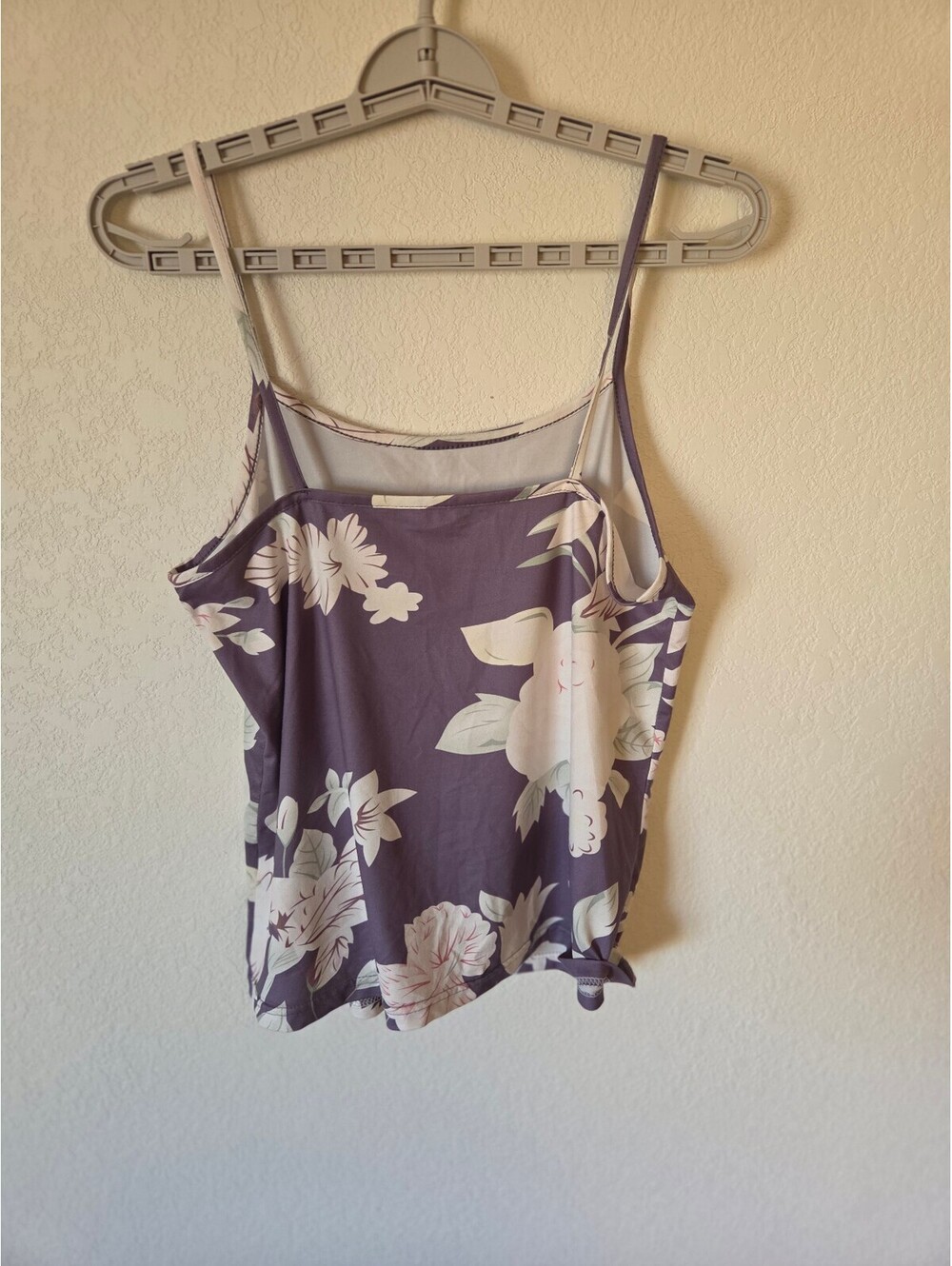 Valerie Stevens Purple Floral Cotton-Spandex Camisole Top, Medium